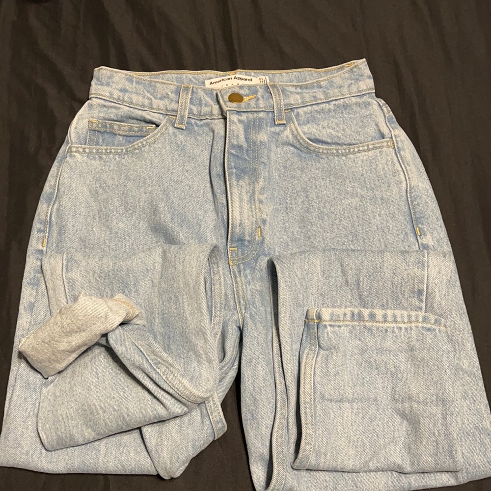 American Apparel mom jeans med stone wash indigo 396700